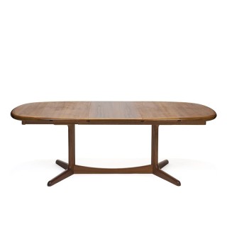 Large model oval vintage design dining table in teak
