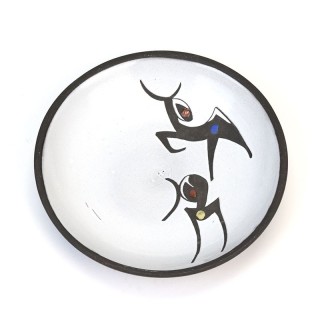 Decoratieve aardewerken vintage schaal met hertjes