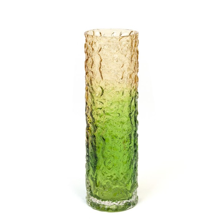 Scandinavian vintage vase in ocher / green glass