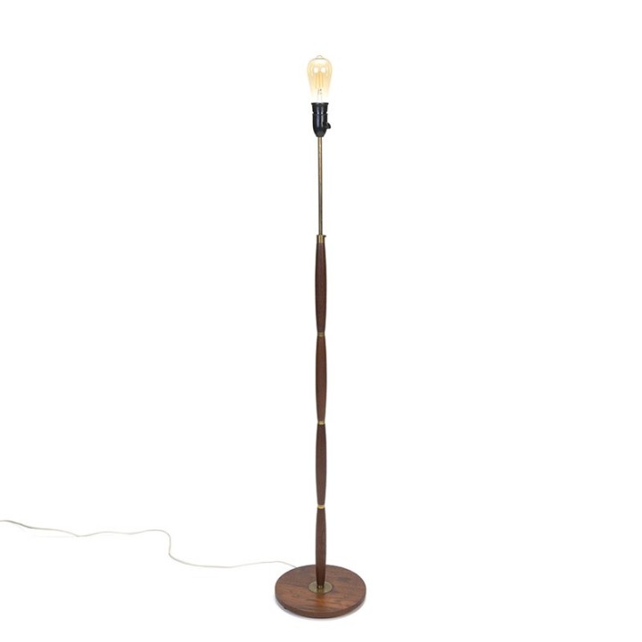 Vloerlamp teak met messing vintage Deens model