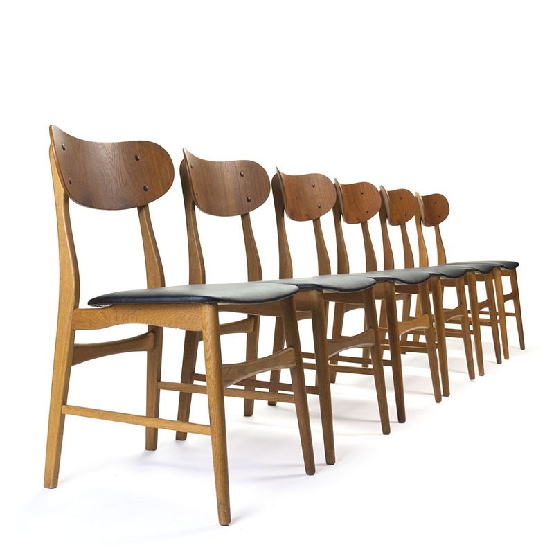 spek Werkgever Kerkbank Deense set van 6 vintage eettafel stoelen - Retro Studio