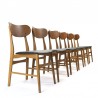 Danish set of 6 vintage dining table chairs