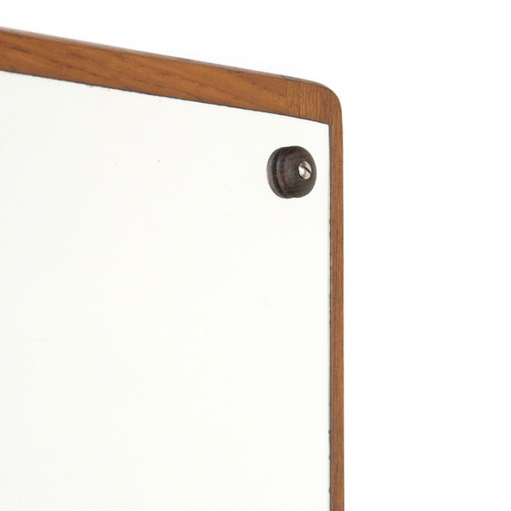 Rechthoekig model vintage spiegel met teakhouten lijst