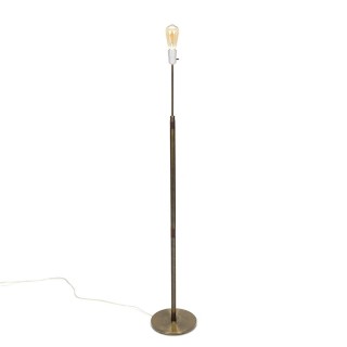 Deense vintage messing vloerlamp met palissander detail