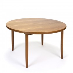 Danish teak round vintage dining table with 2 extra sheets