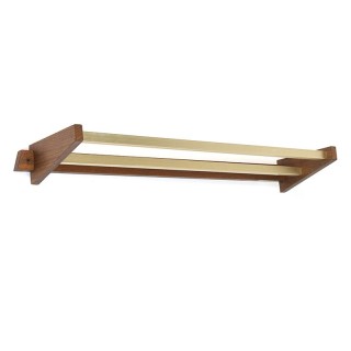 Zweeds vintage handdoekrek in teak en messing