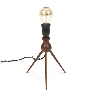Deens vintage teakhouten tafellampje op 3 poot