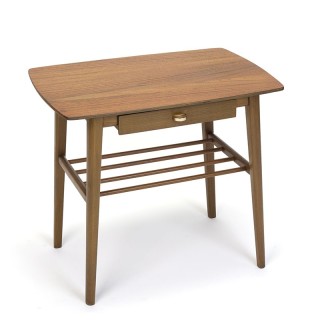 Deense vintage bijzettafel in teak en beuken met kleine lade