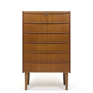 Danish vintage dresser with 6 drawers in teak sixties