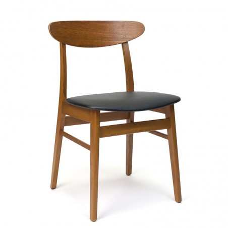 Danish vintage dining table chair in teak with black seat