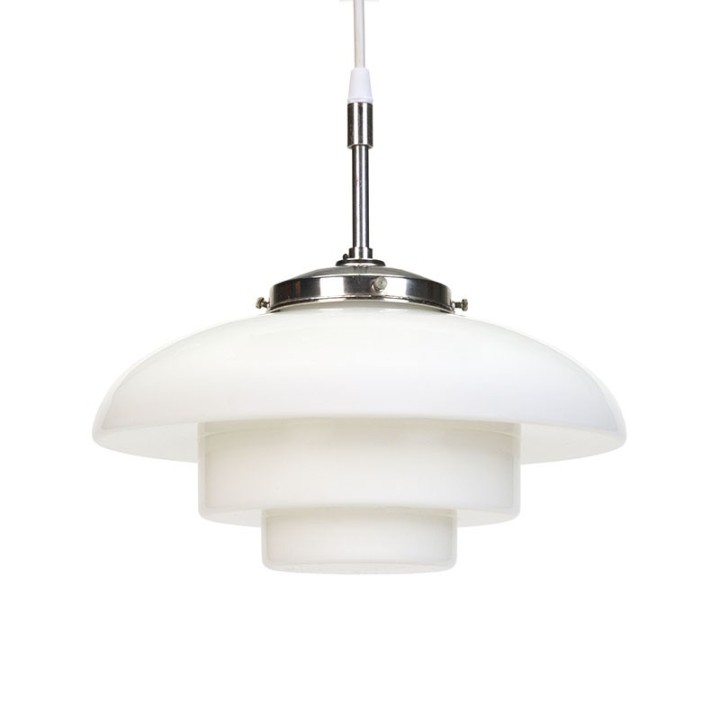 Scandinavische opaal glazen vintage hanglamp
