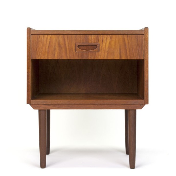 Teak Danish vintage bedside table with drawer