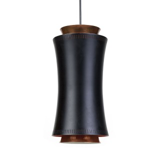 Deense vintage hanglamp in zwart metaal en koper