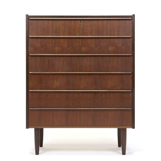 Teakhouten ladekast met 6 lades Deens vintage model