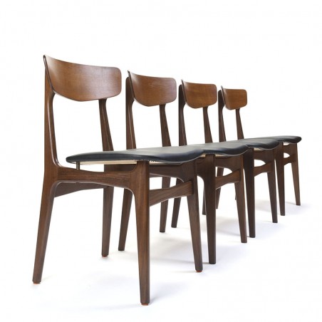 Deense set van 4 vintage Schiønning en Elgaard stoelen in teak