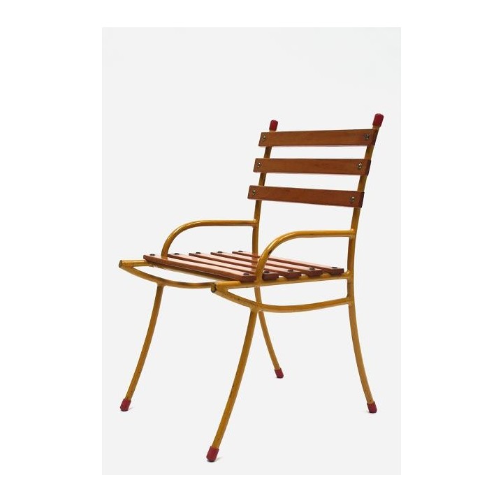 Geel metalen kinderstoeltje - Retro Studio