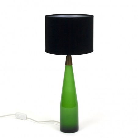 Danish vintage table lamp with green glass base