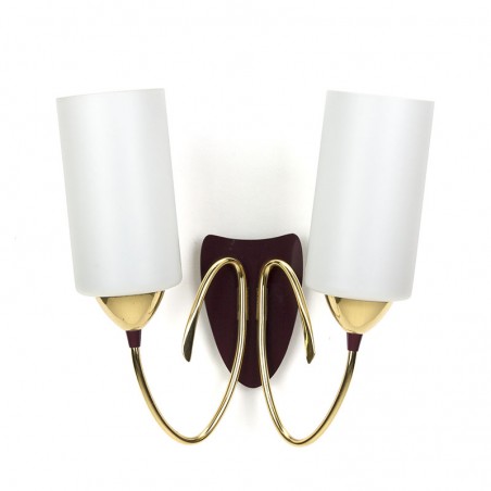 Italian vintage wall lamp with milk glass and brass