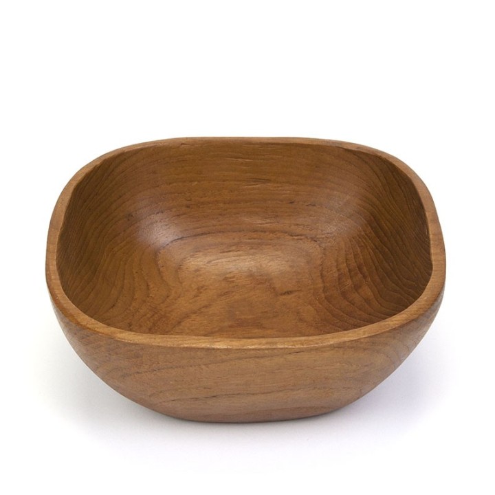 Square model vintage salad bowl in teak