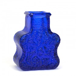 Zweedse vintage blauw glazen vaas design Lars Hellsten
