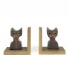 Vintage wooden bookends cat