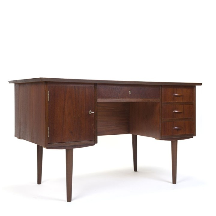 Deens donker teakhouten vintage bureau