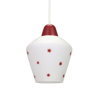 Glass vintage Philips hanging lamp with red stars