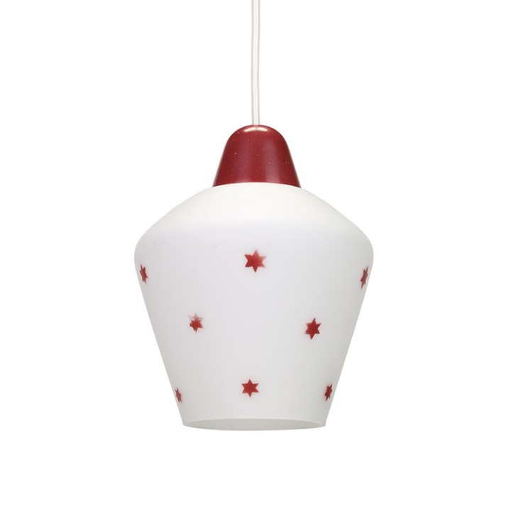 Glass vintage Philips hanging lamp with red stars