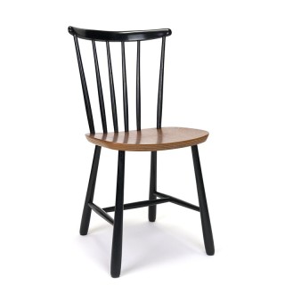 Spijlenstoel met teakhouten zitting vintage jaren zestig