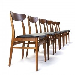 Vintage set of 6 Danish dining table chairs from the sixties