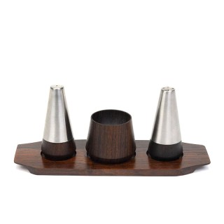 Palissander houten vintage peper en zout stel