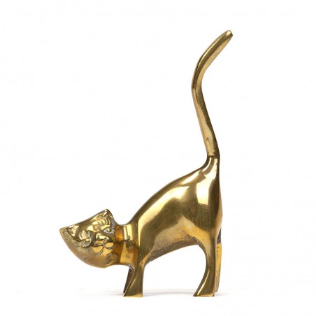 Small vintage model cat in brass