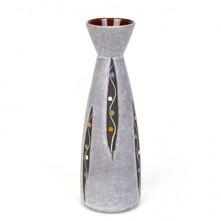 Gray vintage West Germany vase with dot design