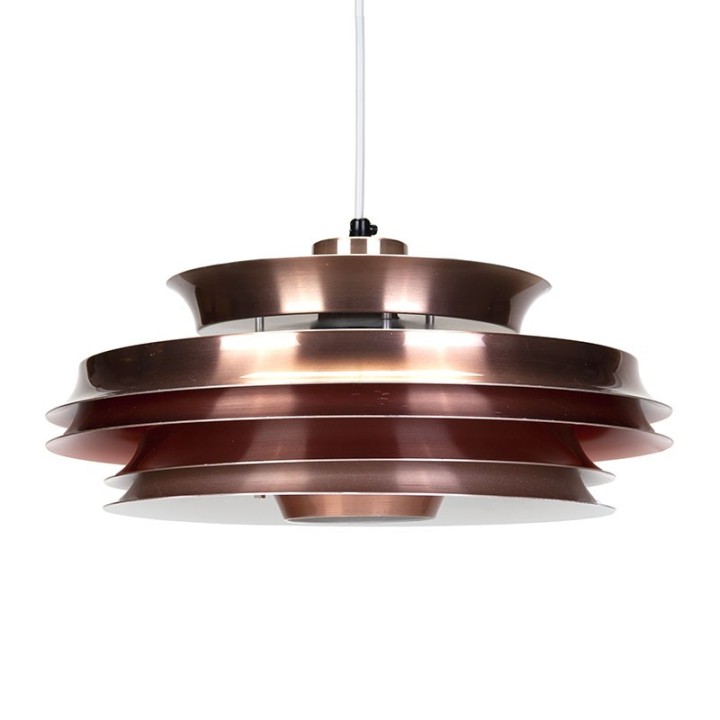 Danish red copper vintage hanging lamp