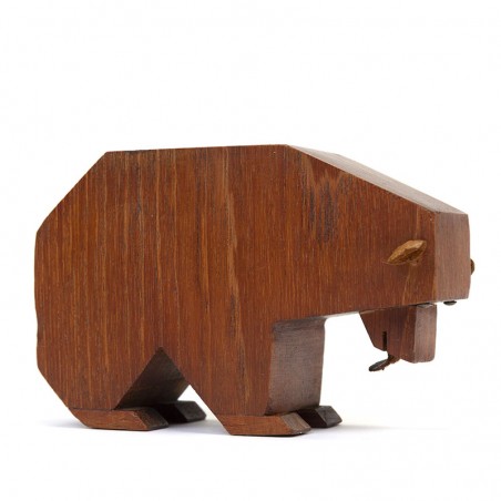 Kubistische vintage ijsbeer van teakhout
