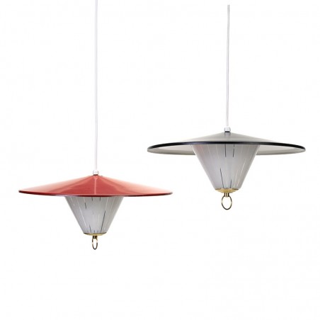 Set of vintage hanging lamps in red and black