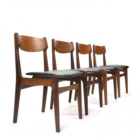 Danish set of 4 vintage teak dining table chairs