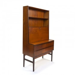Deens hoog secretaire meubel vintage in teak