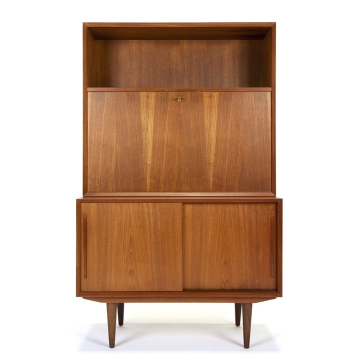 Hoog model Deense teakhouten vintage secretaire uit de jaren