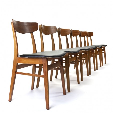 Danish set of 6 vintage dining table chairs
