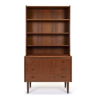 Danish teak vintage bookcase with drawers