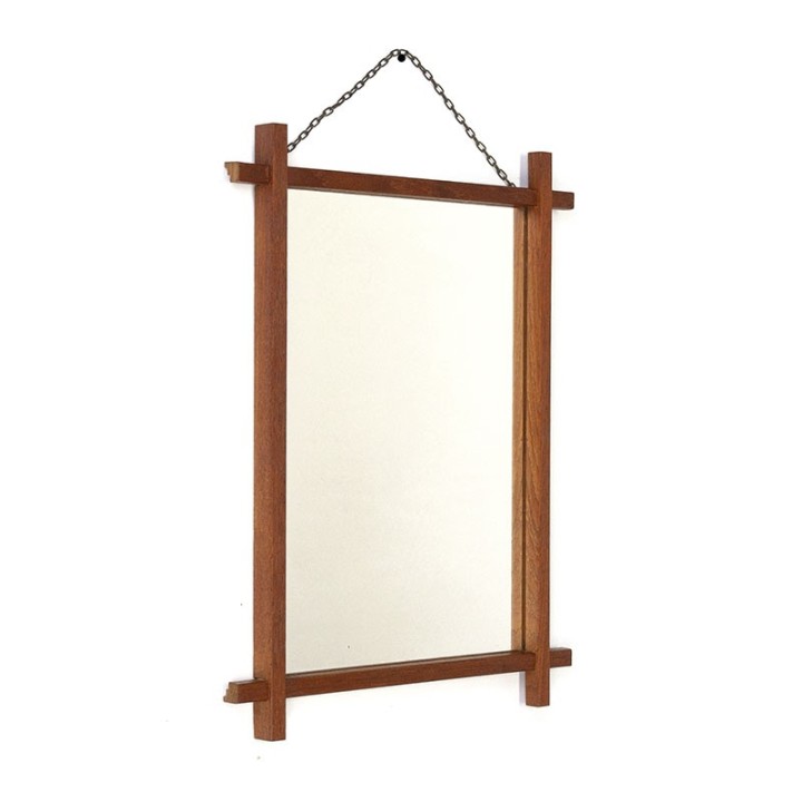 Small Danish vintage mirror with teak edge