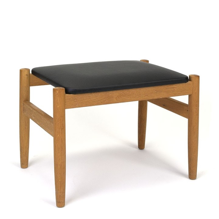 Oak vintage pouf or footstool from Denmark