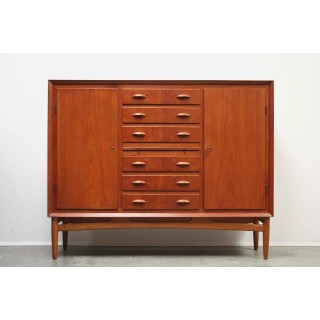 Hoog teakhouten dressoir met lades - Retro Studio