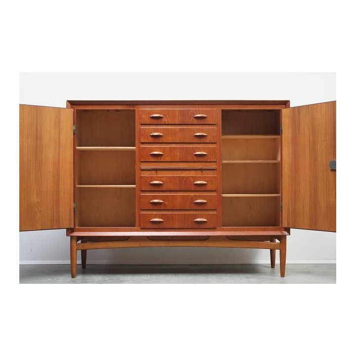 Hoog teakhouten dressoir met lades - Retro Studio