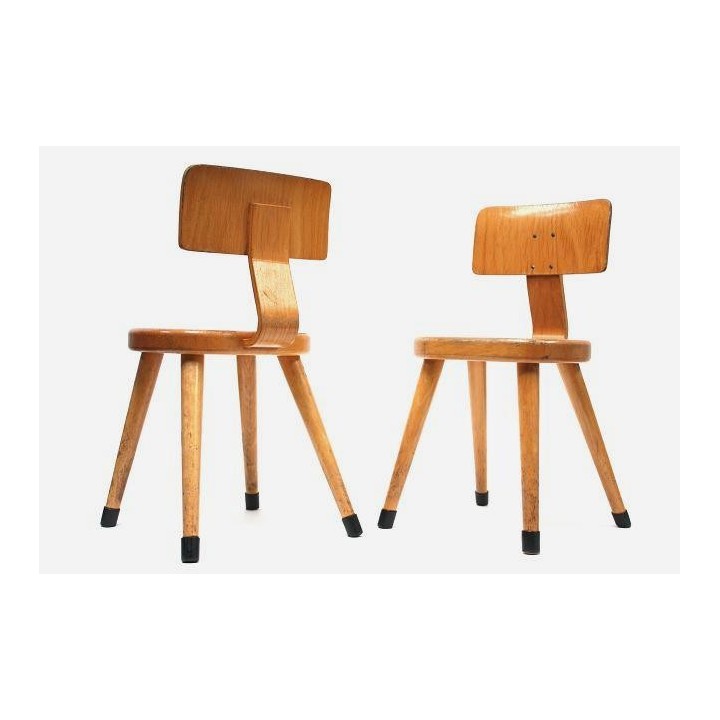Set van 2 schoolstoeltjes - Retro Studio