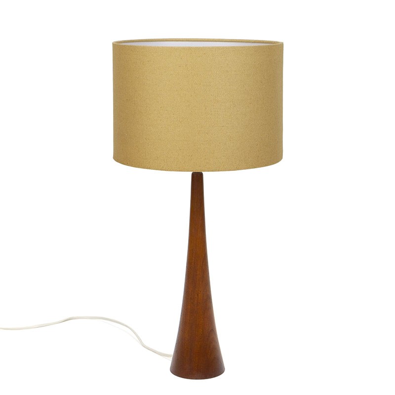 Deense vintage design tafellamp met teakhouten voet Retro