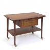 Danish design vintage sewing and side table on wheels