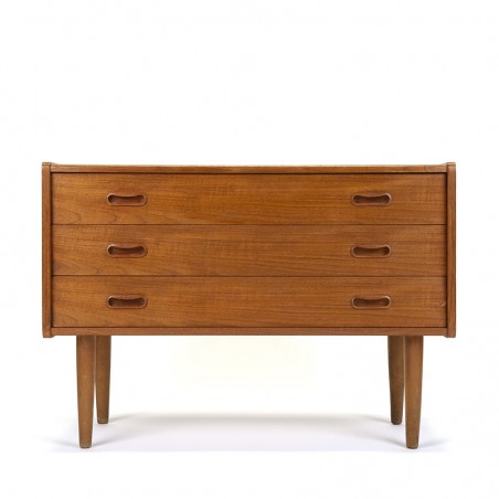 Low model vintage Danish chest of drawers with 3 drawers