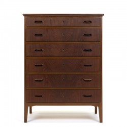 Danish vintage chest of drawers with 6 lockable drawers